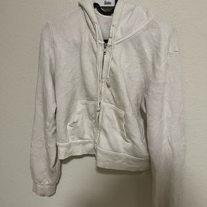 BRANDY MELVILLE WHITE CROP ZIP UP